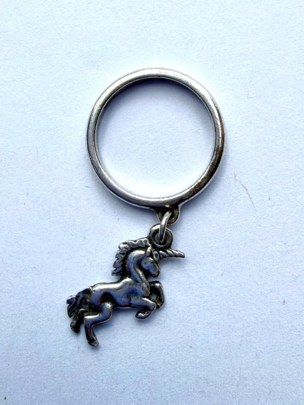 James Avery 3-D Unicorn Retired Charm Dangle Ring Silver *SIZE 3.5*